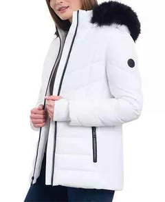 Jaqueta Michael Kors Faux - Fur - Trim Hooded Puffer Coat - Branca - Tamanho G - comprar online