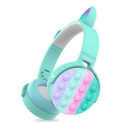 Fone De Ouvido Led Bluetooth Gatinho/ Pop-it Wireless CT-950 Verde na internet