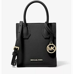Bolsa Michael Kors Mercer Extra-Small Pebbled Leather Crossbody Logo Black - comprar online