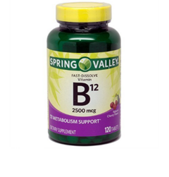 Vitamina B12 2,500 mcg Spring Valley 60 Cápsulas