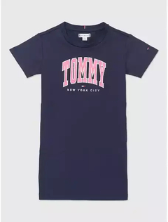 Vestido Tommy Hilfiger Azul Marinho - TH882 - Tamanho 6 - 7 anos