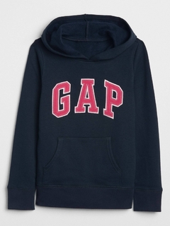 Moletom Fleece Gap Azul Marinho Logo Rosa- GAP0036 - Tamanho 6 - 7 Anos