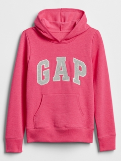 Moletom Fleece Gap Rosa Logo Cinza - GAP7290 - Tamanho 8 Anos