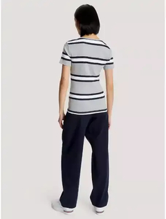 Camiseta Feminina Tommy Hilfiger Striped Grey - TH4577- Tamanho P - comprar online