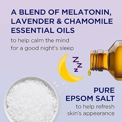 Banho de espuma Dr Teal com sal Epsom puro, mistura para dormir com óleos essenciais de melatonina, lavanda e camomila, - Mimos de Orlando