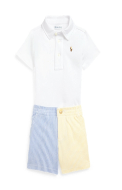 Conjunto Ralph Lauren Polo Shirt & Short Set - White - Tamanho 18 meses