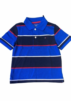 Camiseta Polo Tommy Hilfiger Listras Azul - TH127 - Tamanho 2 - 3 anos