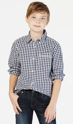 Camisa Social Tommy Hilfiger Xadrez - Menino - Tamanho 8 anos - Mimos de Orlando
