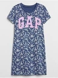 Vestido Gap Logo T-shirt Azul Floral - GAP999 - Tamanho 8 anos