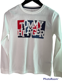 Camiseta Manga Longa Tommy Hilfiger Branca - TH528 - Tamanho 18 meses