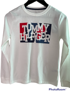 Camiseta Manga Longa Tommy Hilfiger Branca - TH528 - Tamanho 12 meses