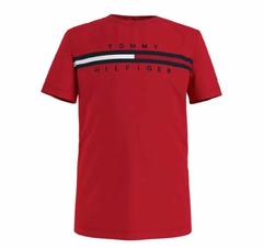 Camiseta Tommy Hilfiger Vermelha - TH3460 - Tamanho 6 - 7 anos