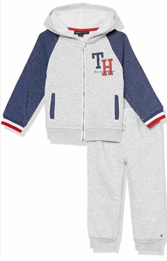 Conjunto Moletom Infantil Tommy Hilfiger Cinza - TH788 - Tamanho 12 meses