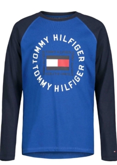 Camiseta Manga Longa Tommy Hilfiger Azul - TH0957 - Tamanho 6 anos