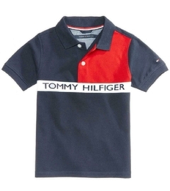 Camiseta Polo Tommy Hilfiger Azul Marinho/Vermelho - TH855 - Tamanho 5 anos