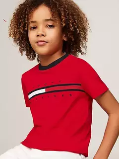 Camiseta Tommy Hilfiger Vermelho Detalhe - TH762 - Tamanho 8 - 10 anos na internet