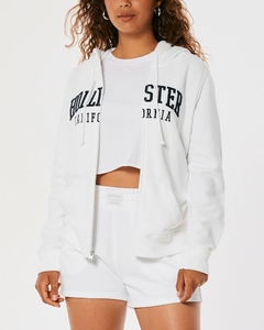 Moletom Hollister Fleece Zíper Feminino Branco Califórnia - Tamanho G na internet