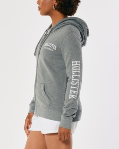 Moletom Hollister Fleece Zíper Feminino Cinza Califórnia - Tamanho M - Mimos de Orlando