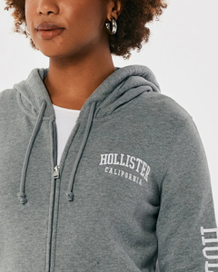 Moletom Hollister Fleece Zíper Feminino Cinza Califórnia - Tamanho G - comprar online