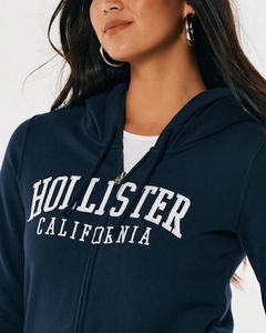 Moletom Hollister Fleece Zíper Feminino Azul Marinho Califórnia - Tamanho G - comprar online