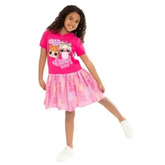 Vestido Tule Lol Rosa Capuz - Tamanho 7 - 8 anos - comprar online