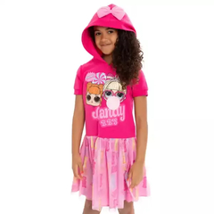 Vestido Tule Lol Rosa Capuz - Tamanho 7 - 8 anos - loja online