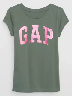 Camiseta Gap Laurel Wreath Green - GAP9382 - Tamanho 6 - 7 anos
