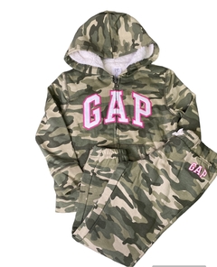 Conjunto moletom Infantil GAP Forrado Sherpa verde militar Tamanho - 10 anos