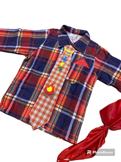 Camisa com gravata xadrez Vermelha infantil Festa Junina com lenço e retalho de brinde Tamanho - 3 anos - comprar online
