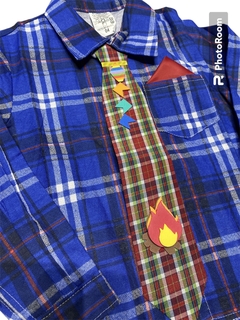 Camisa xadrez com gravata Azul infantil Festa Junina com lenço de brinde Tamanho - 4 anos - comprar online