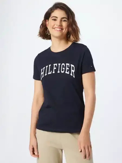 Camiseta Feminina Tommy Hilfiger Azul Marinho Bordado - TH3690 - Tamanho P - comprar online