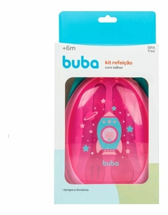 Kit Refeição Foguete Infantil Papinha Bebê + Talheres Buba - Rosa - Mimos de Orlando