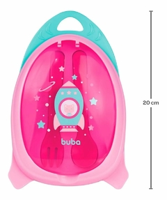 Kit Refeição Foguete Infantil Papinha Bebê + Talheres Buba - Rosa
