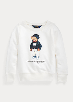 Moletom Polo Ralph Lauren Polo Bear - Menina - Off White - RL936 - Tamanho 5 anos