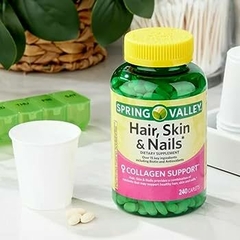 Suplemento Hair, Skin & Nails Spring Valley - Collagen Support - 240 Tablets - Validade 03/25 na internet