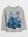 Camiseta Manga Longa Gap Cinza "Dino Truck" - GAP9988 - Tamanho 12 - 18 meses