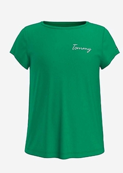 Camiseta Tommy Hilfiger Verde - TH1370- Tamanho 6-7 anos
