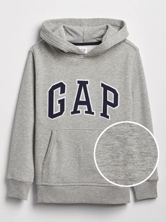 Moletom Gap Fleece Cinza/Logo Azul Marinho - GAP068 - Tamanho 3 anos