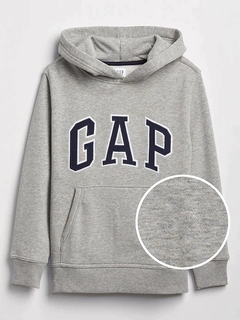 Moletom Gap Fleece Cinza/Logo Azul Marinho - GAP068 - Tamanho 6 - 7 anos