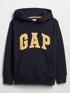 Moletom Fleece Gap Azul Marinho/Logo Amarelo - GAP783 - Tamanho 8 anos