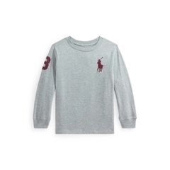 Camiseta Ralph Lauren Cotton Big Pony Cinza - Menino - RL4200 - Tamanho 4 anos