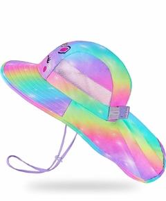 Chapéu Proteção Solar Unicórnio Rainbow - Tamanho de 2 a 9 anos