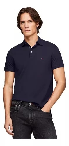 Camiseta Polo Masculina Tommy Hilfiger Manga Curta Azul Marinho- TH592 - Tamanho M