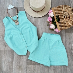 Conjunto Colete e Shorts Linho