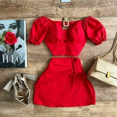 Conjunto Saia e Cropped Linho