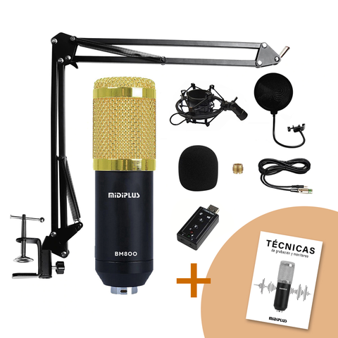 Kit Grabación Micrófono Condenser BM800 Brazo Articulado USB Negro