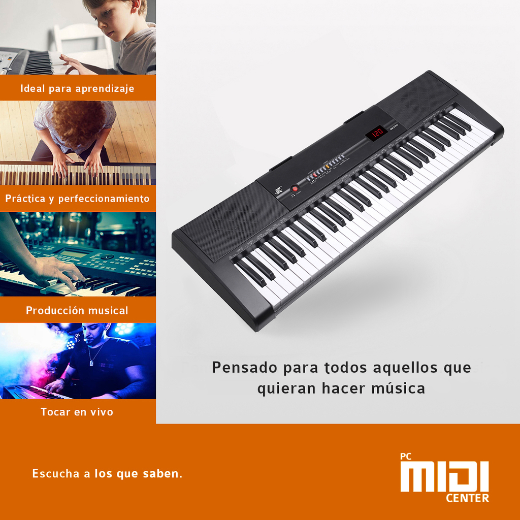 Teclado Organo Musical Mk2702 61 Teclas Luces Sonidos