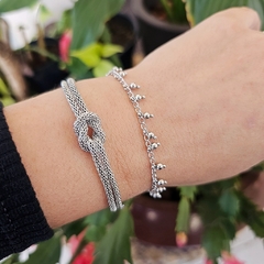 Pulseira Pingentes Bolinhas Delicadas Banho Ródio Branco - comprar online