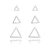 Kit de Brincos Trio Triângulo Vazado Ródio