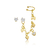 Ear Cuff Ponto de Luz, Corrente e Piercing Banho Ouro 18k